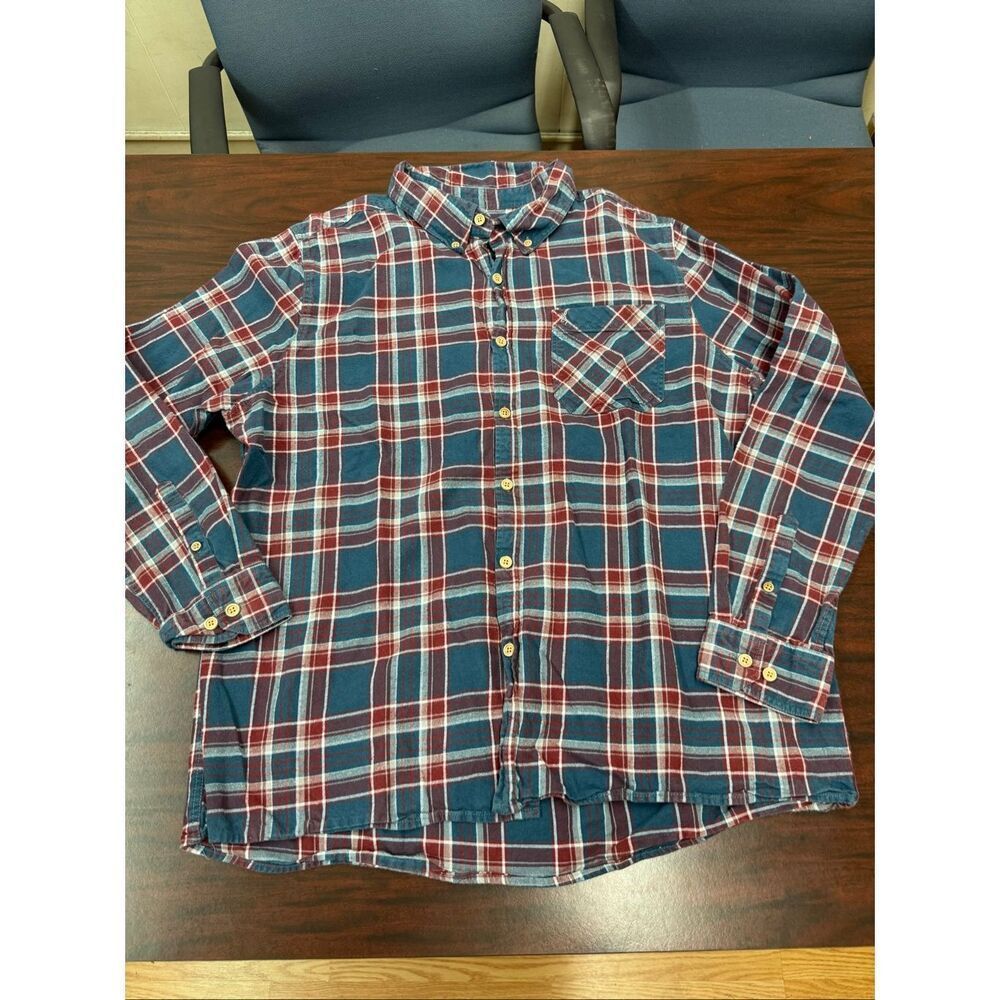 Browning Mens Button Up Crawford Long Sleeve Blue and Red Plaid Shirt Size XL
